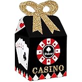 Big Dot of Happiness Las Vegas - Square Favor Gift Boxes - Casino Party Bow Boxes - Set of 12