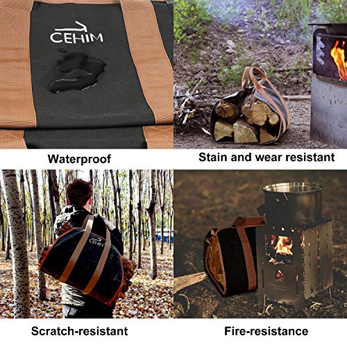 Firewood Log Carrier Canvas Log Carrier Tote Durable Heavy Duty Fireplace Wood Stove Accessories Storage Bag for Fire Pit