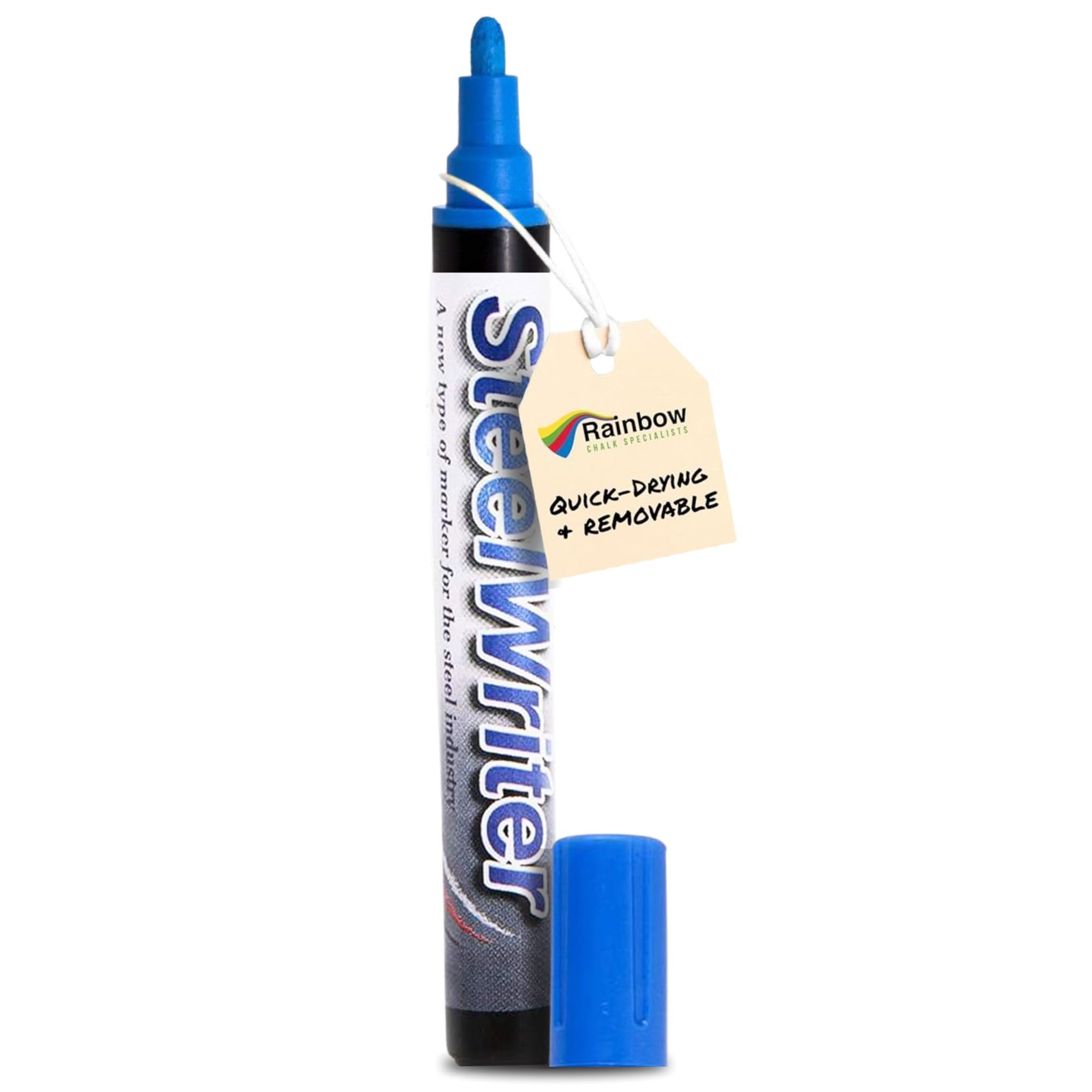 Liquid Chalk Marker Pen Blue- 5mm Bullet Nib Wet Wipe Erasible Marker Pen. Rain Proof For Inertior And Exterior Use On Chalkboards Blackboards Menus