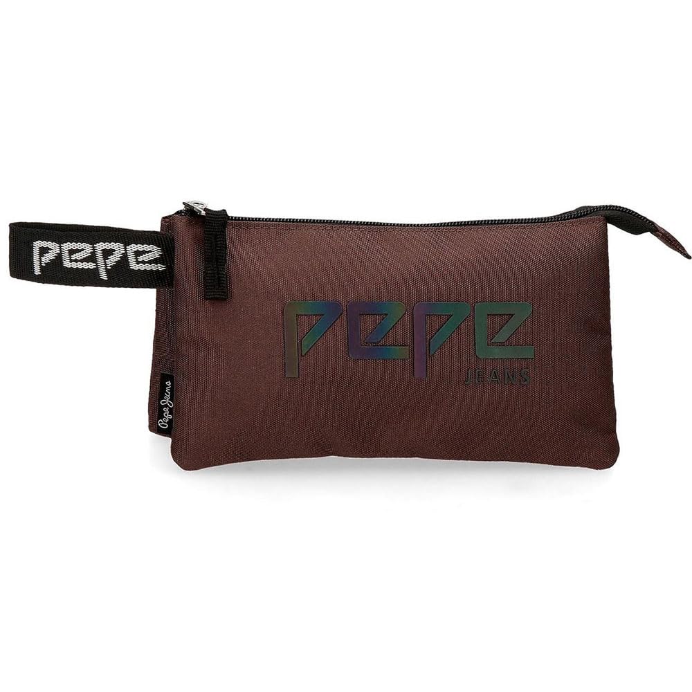 Pepe Jeans Osset Triple Pencil Case Brown 22x12x5 cms Polyester