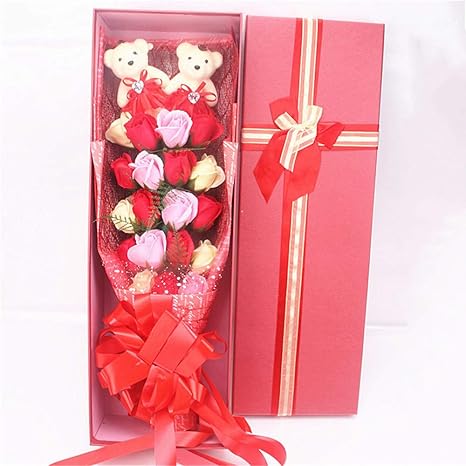 Amazon 手作り保存花 ソープローズボックス造花誕生日プレゼント 家族パーティー 結婚式 バレンタイン Color Red 造花 オンライン通販