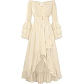 Scarlet Darkness Women Off Shoulder Renaissance Dress Medieval Victorian Witch Costume Flowy Maxi Fairy Wedding Dress