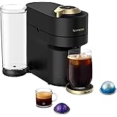 Nespresso Vertuo Pop+ Deluxe Coffee and Espresso Machine by Breville - Matte Black and Gold