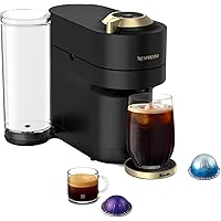 Nespresso Vertuo Pop+ Deluxe Coffee and Espresso Machine by Breville - Matte Black and Gold