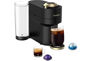 Nespresso Festive Vertuo Pop+ Coffee and Espresso Maker by Breville, Matte Black Gold