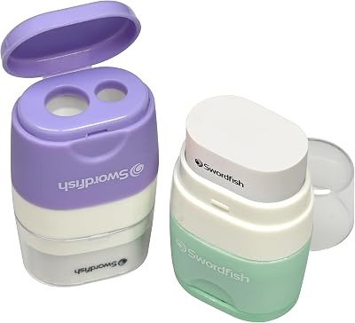 Swordfish Twin Combo Pastel Double-Hole Pencil Sharpener and Eraser
