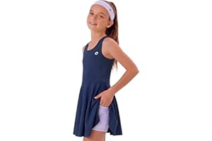 PATPAT Girls Tennis Dress Set, Athletic Dress with Headband & Bamboo Viscose Shorts with Pocket, Outfit for Golf Dance School