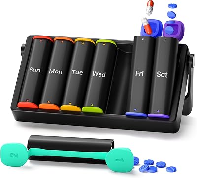 KOVIUU Weekly Pill Box 7 Day 2 Times Daily Large Rotatable Handle