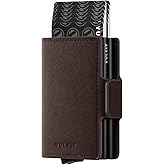 VULKIT Credit Card Holder RFID Blocking Leather Automatic Pop Up Wallet Magnetic Wallet Double Card Case for Men and Women