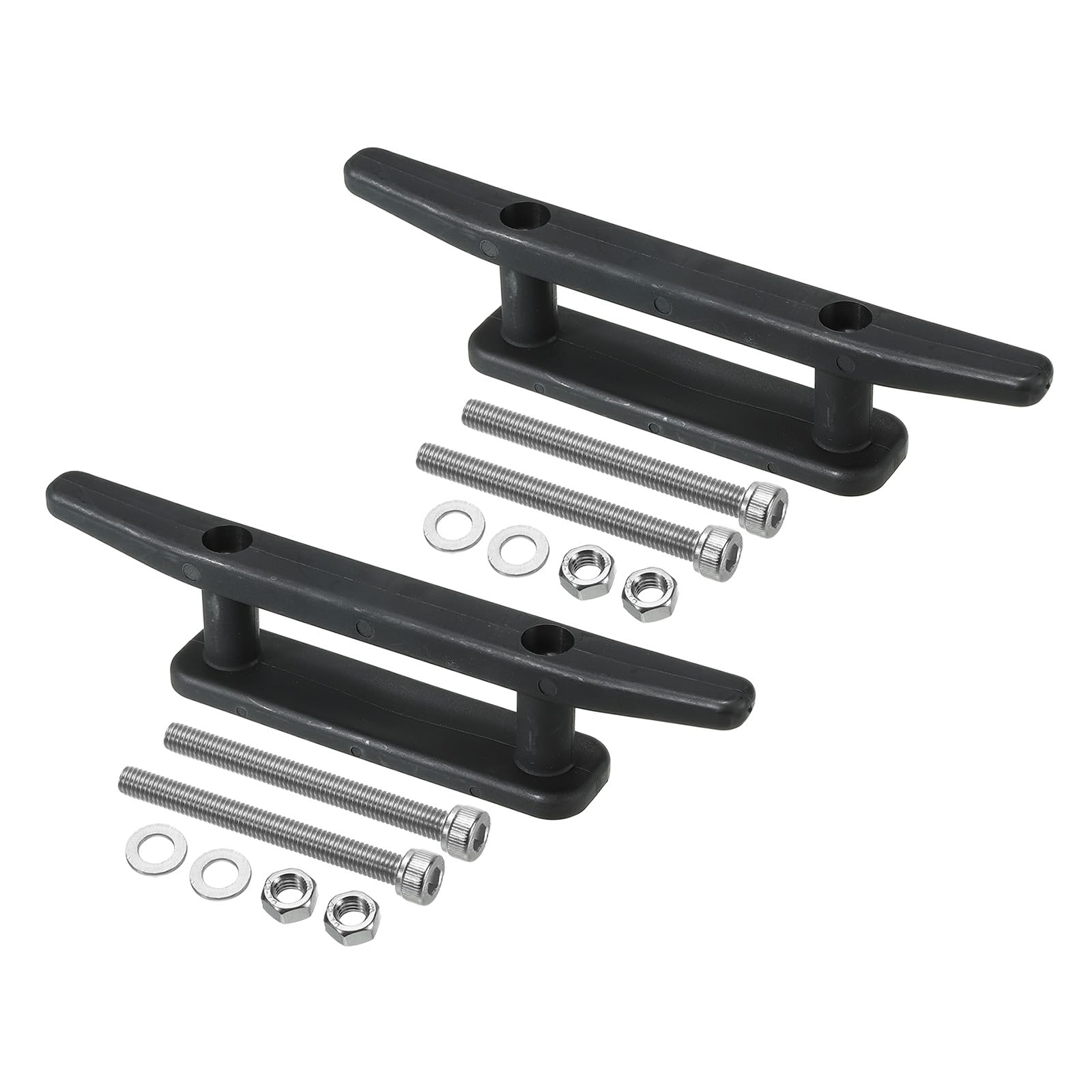 PATIKIL 6.5 Inch Nylon Boat Dock Cleat 2 Pack Kayak Small Rope Tie Cleat Dock with Screws for Marine Deck Boats Canoes Kayaks, Decor, Black