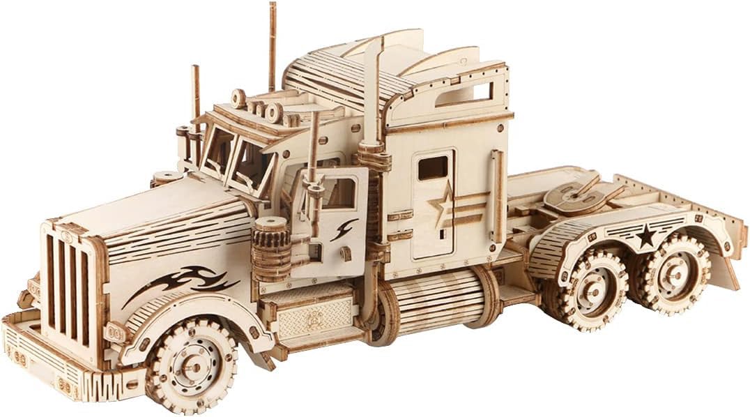 ROBOTIME 3D Puzzle Heavy Truck Wooden Model Kits Adults Build On Your Own Laser Cut Building Construction Crafts