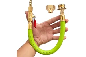 Minimprover Lead -Free Brass 16.9" Winterize Sprinkler System RV Motorhome Boat Camper and Travel Trailer: Air Comp Quick-Connect Plug To 3/4" Garden Hose Faucet Blow Out Adapter Fitting with Valve