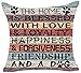 Andreannie Retro Vintage Wood Grain Warm Sayings This Home is Blessed A Dog Paw Prints Cotton Linen Decorative Throw Pillow Cover Cushion Case Square 18 Inches