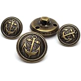 Enosea 11 Pcs Antiqued Brass Metal Blazer Button Set- Shank Style Fashion Buttons for Blazer, Suits, Coat, Uniform, Jacket