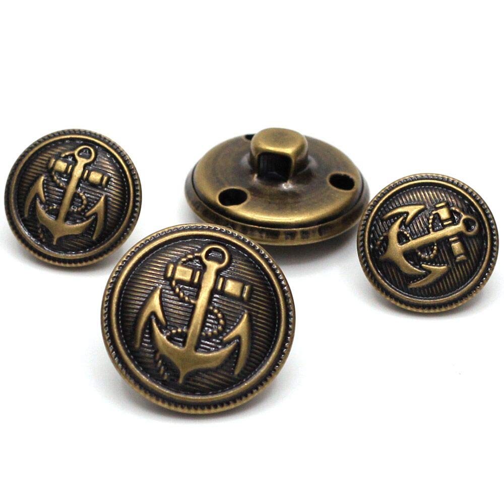 11 Pcs Antiqued Brass Metal Blazer Button Set - Fashion Sewing Shank Buttons for Blazer, Suits, Coat, Uniform, Jacket