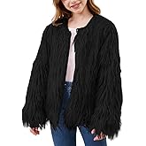 Yimoon Girls Faux Fur Coat Open Front Furry Coats Long Sleeve Parka Shaggy Jacket Winter Warm Fluffy Outerwear 4-12 Years