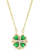 BUBGDYFO Green 4 Leaf Clover Necklace for Women, Lucky Pendant Chain Necklace Jewelry