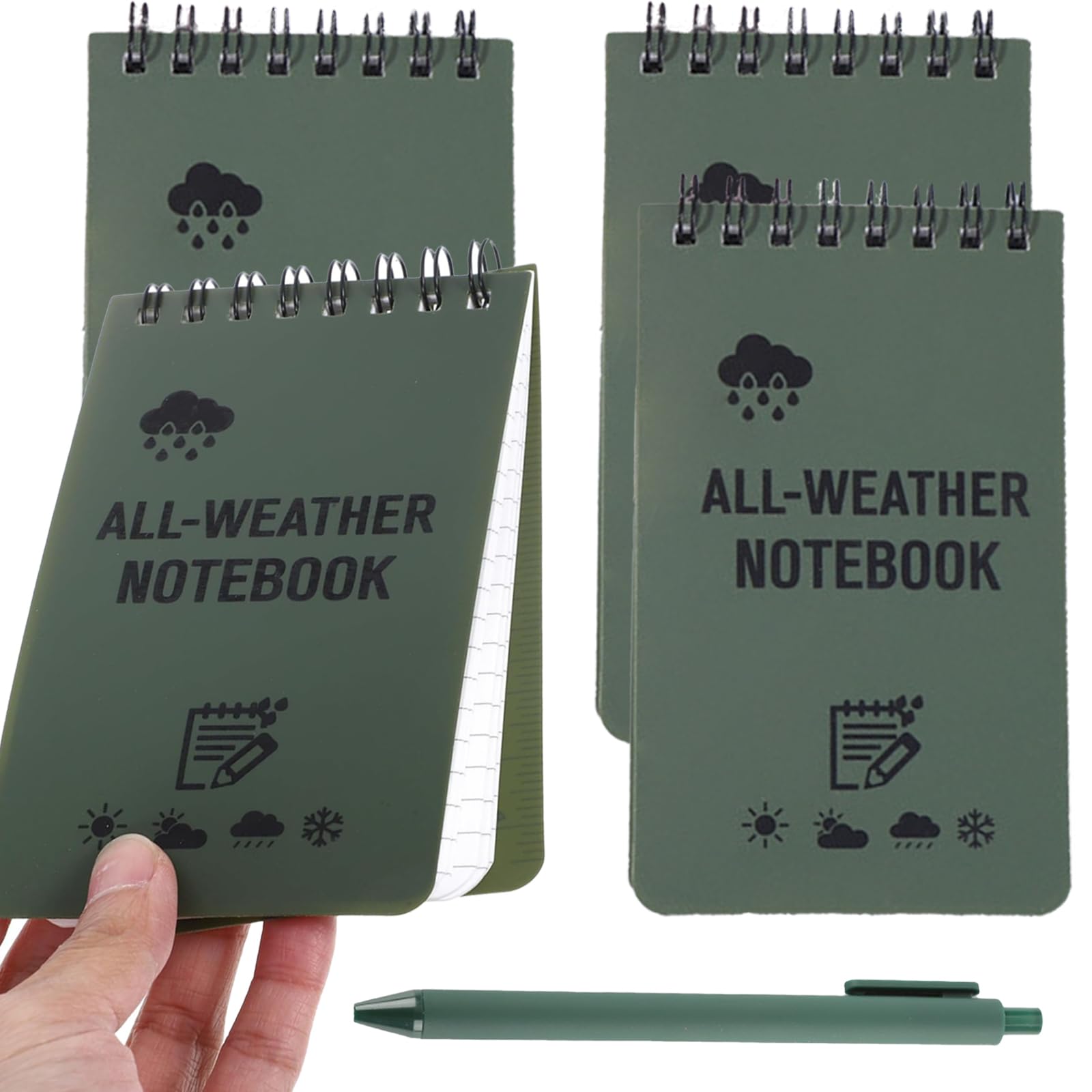 ARROMI 4PCS Waterproof Notebook, Waterproof Notepad, Mini Notepads, Pocket Notepad, Reporters Notebook, Notebook and Pen Set, Field Notes Notebook for Activity Record, Outdoor, Office, School