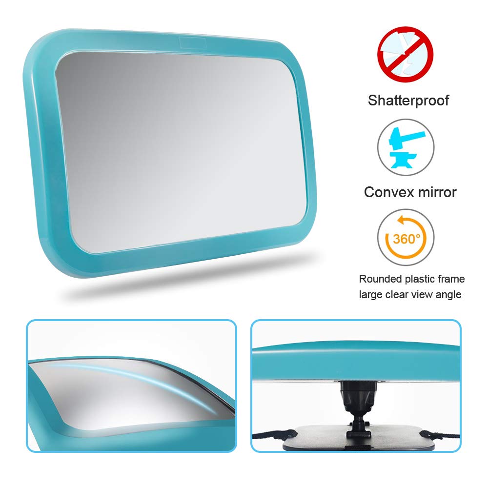 QUEES Baby Car Mirror Shatterproof Wide Clear View Baby Mirror for Back Seat Carseat Mirrors Rear Facing for Infant Safety