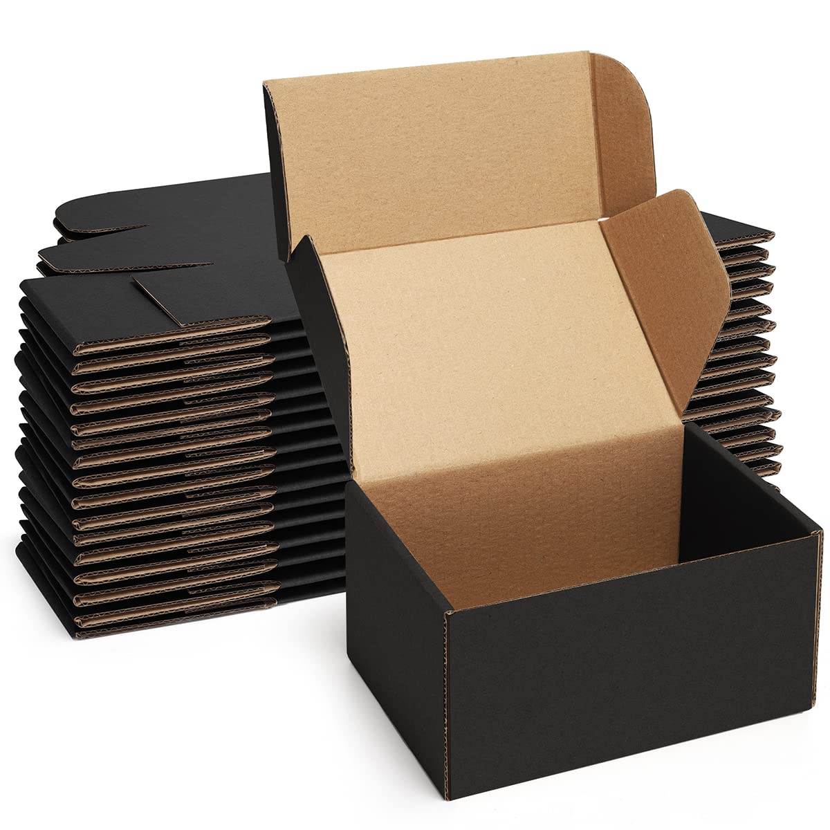 Photo 1 of Poever Shipping Boxes 6x4x3 inches Black Small Mailing Boxes 25 Pack Cardboard Corrugated Box Mailers