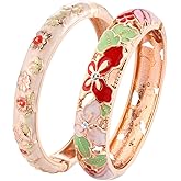 UJOY Fashion Cloisonne Bracelets Plated Butterfly Filigree Enameled Womens Gifts Bangles Spring Hinged 88A09