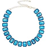 We We Crystal Rhinestone Choker Collar Necklace For Women Emerald Statement Piece Sparkly Colorful Crystal Neck Gold Chain Necklace