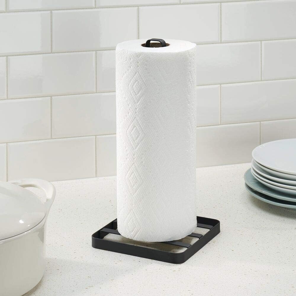 mDesign Modern Metal Vertical Disposable Paper Towel Holder Stand