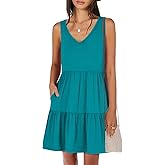 ANRABESS Womens Summer Casual Tank Dress Sleeveless V Neck T Shirt Sundress Flowy Tiered Swing Mini Beach Vacation Dresses