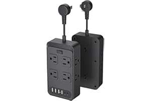 Power Strip with 8 Widely Outlets & 4 USB Ports, Wall Mount Side Outlet Extender with 2 USB C Desk USB Charging Station for H