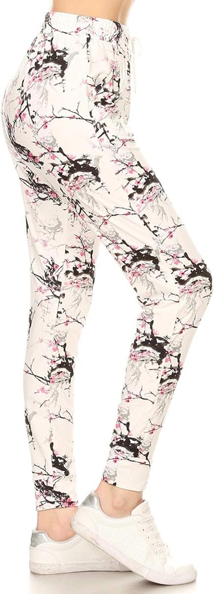Leggings Depot Women's Printed Solid Activewear Jogger Track Cuff Sweatpants at  Women’s Clothing store