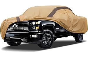 FSGRICH Silverado Car Cover Waterproof All Weather Compatible with Silverado, Outdoor Anti-UV Sun Rain Protection Truck Cover(Camel with Brown)