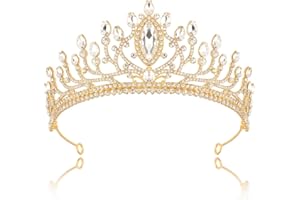 TODDER Gold Crown and Tiara, Gold Princess Crystal Tiara for Women and Girls Quinceanera Crown for Birthday Party Cosplay Wedding Prom Halloween