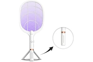 YsChois Electric Fly Swatter Racket, Rechargeable Fly Zapper - 4000 Volt, Exclusive 2-in-1 Bug Zapper Racket - USB Charging, 1800mAh Li-Battery, Indoor & Outdoor Use, White