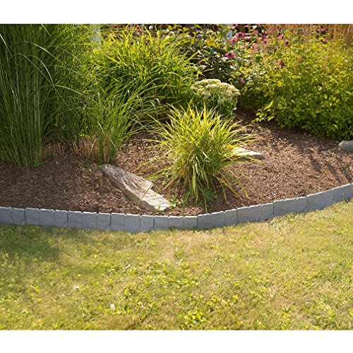 Evelots Interlocking Faux Stone Rock Border Flower bed Garden Edging - 10 Total