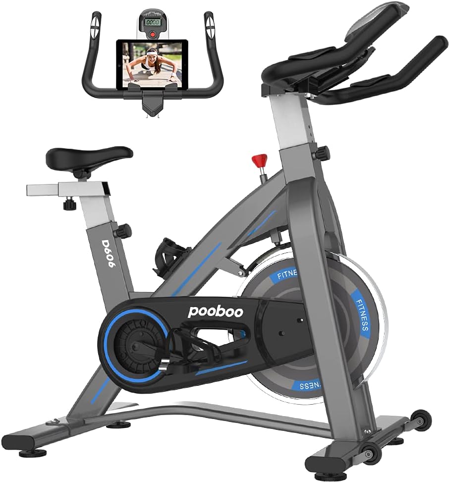 pooboo Exercise Bikes Stationary - Indoor Cycling Bike Magnetic Exercise Bike with Quiet Belt Drive and LCD Monitor, Fitness Bike for Home Cardio Workout : Sports & Outdoors