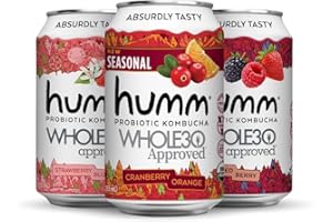 Humm Whole30 Approved Kombucha Variety Pack, Cranberry Orange, Mixed Berry, Strawberry Blossom, Organic, Vegan & GMO Free (12 Pack)