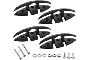 VTurboWay 4 Pack 5" Folding Cleat, Flip-up Dock Cleat w' Long Screws and Short Screws(M6). Marine Grade Nylon, Black