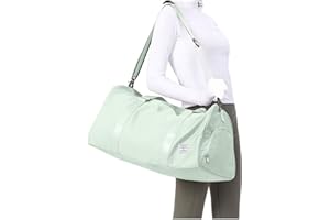 BJLFS Light Green Yoga Women Tote Bag Large Shoulder Bag Top Handle Handbag with Yoga Mat Buckle, Shoe Compartment and Wet Dry Storage Pockets for Gym, Work, Sport