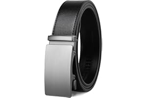 Founders & C Men's Ratchet Belt 1 3/8",Leather Dress Belt Adjustable with Click Sliding Buckle Trim to Exact Fit