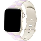 Luxury Checkered Designer Bands Compatible with Apple Watch Band 38mm 40mm 41mm Women Men,Soft Silicone Sport Strap Replacement Wristbands for iWatch Series 11 10 9 8 Ultra/2/3 7 6 5 4 3 2 1 SE/3