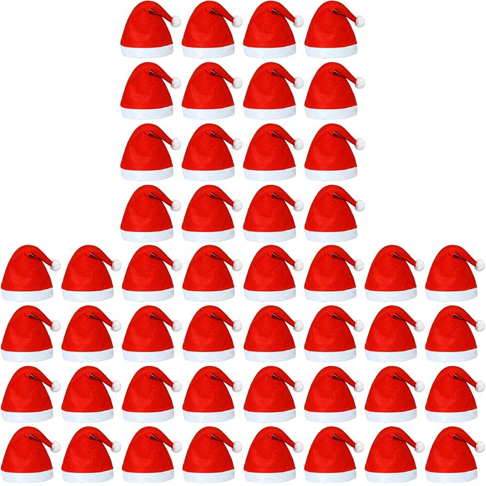 SHATCHI 12pcs Christmas Felt Hat Santa Costume Xmas Fancy Dress Fun Party Accessories Wholesale Bulk Buy, Red, One Size