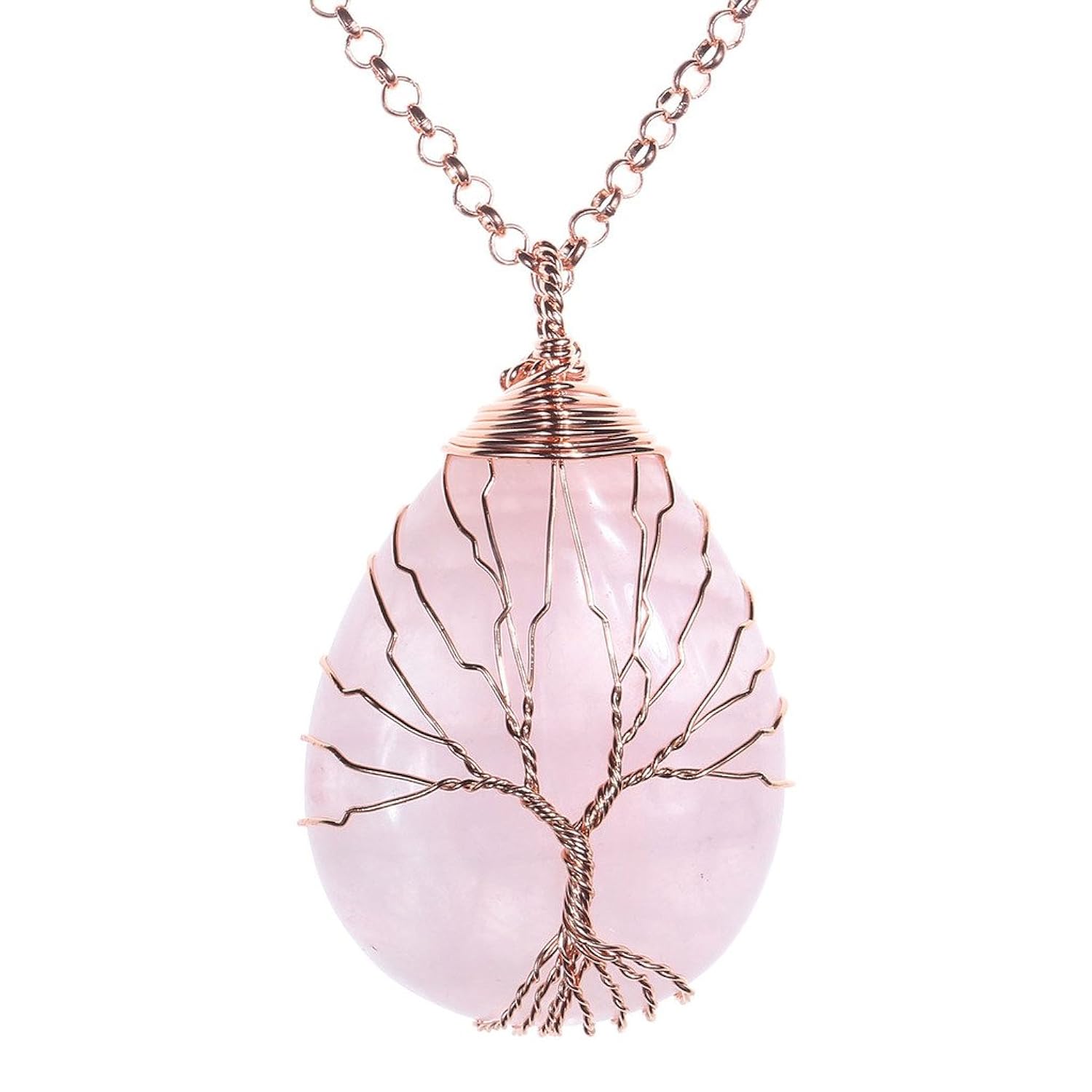 Jovivi Colgante de árbol de la vida enrollado alambre de cobre con