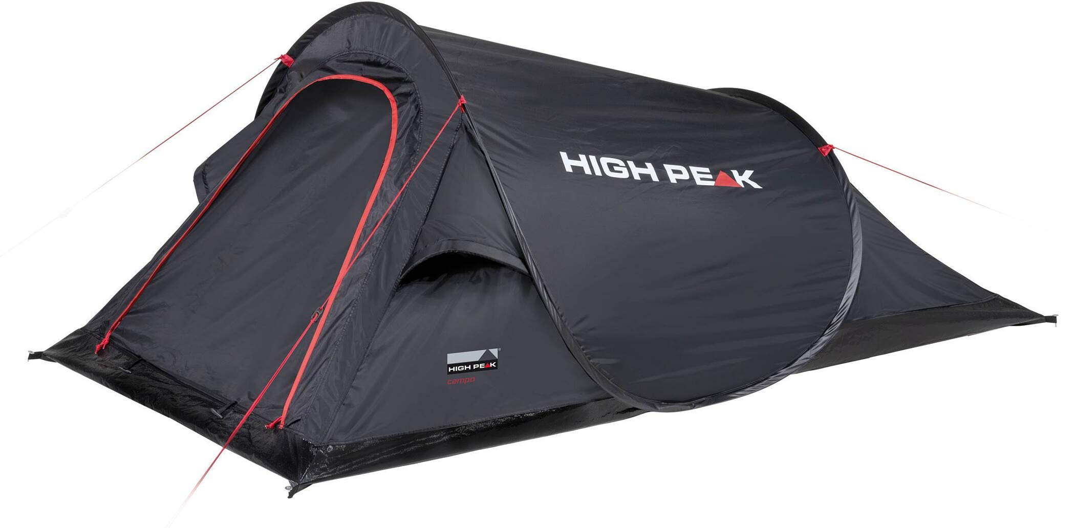 High Peak Campo 2 Pop Up Tent for 2 People, Festival Tent with Tub Base, Super Light Quick Release Pop Tent, 1500 mm Waterproof, Ventilation System, Mosquito Protection
