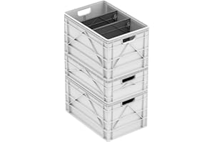 SIDIO CRATE Basic Pack - Two Full Size and One Half Size SidioCrate, Stackable Outdoor Organizer Storage Bins with Dividers - White