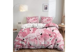 AILONEN Flamingo Duvet Cover Set Queen Size,Tropical Flamingo Pattern Bedding Set for Kids Boys Girls,Flamingo Pattern Comforter Cover Set,1 Quilt Cover 2 Pillowcases 3 Piece