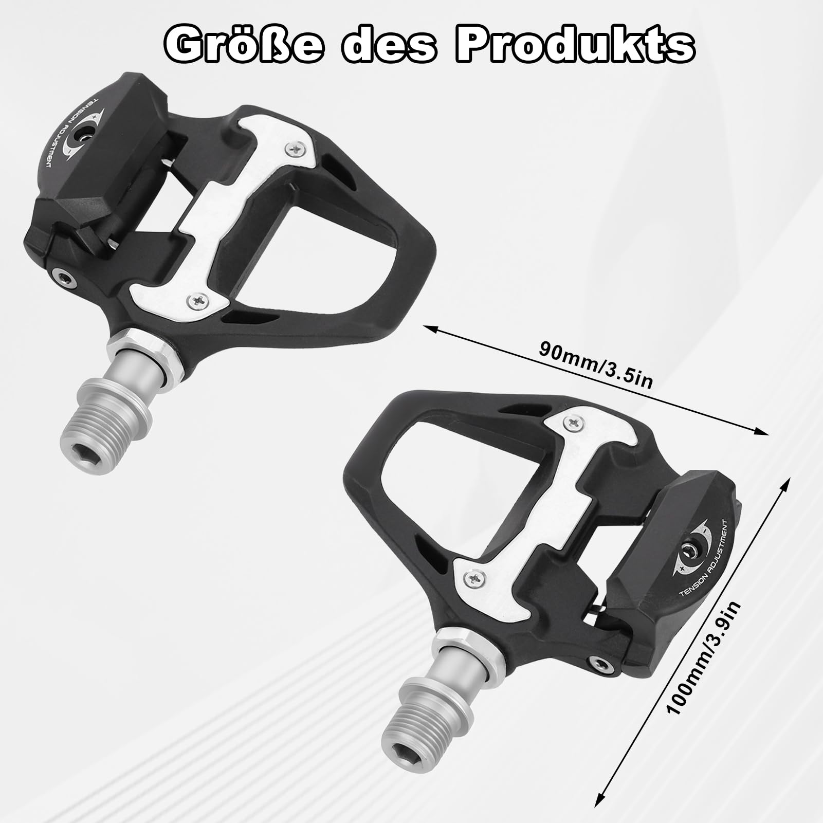 Topiky Fahrradpedale mit -SL System, R21 Self Locking Clipless Fahrradpedale mit Cleats Set, sl pd-rs500 Pedal, Aluminiumlegierung, 9x10CM Rennradpedale, Cleats und Montagematerial 4