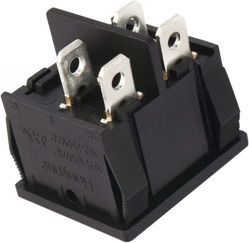 Aexit DPST 4 Terminal 2 Position Boat On Off Rocker Switch Black AC 12A/125V 10A/250V UL Listed (c0c69585ac9dcd70631d03b78a3f4b24) - Image 4
