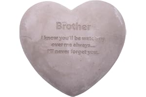 Wowser Heart Shaped Brother Memorial Stone, Sympathy Gift, Remembrance Garden Accent, 6 Inches