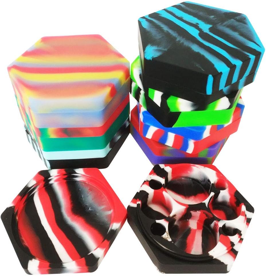 SZBS Silicone Container Jar 5pcs/lot 110ml Hexagon Shape Assorted Color Storage Container For Dab Oil Wax Concentrate Silicone Jars Dab Container (5)