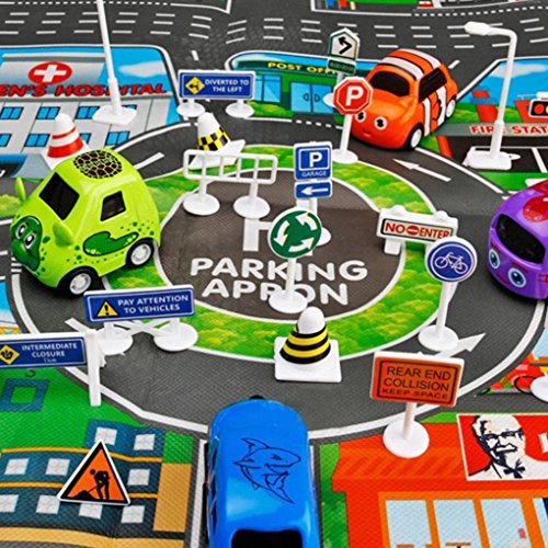 Livoty 28 Pcs Car Toy Accessories Traffic Road Signs Kids Children Play Learn Toy Game Education Toys (A)
